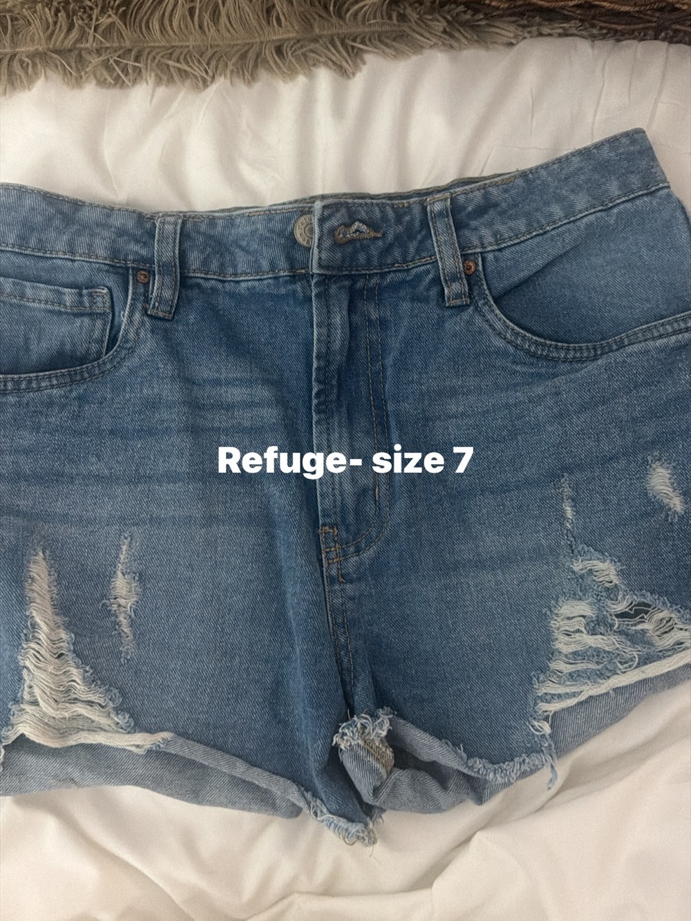 refuge Light Wash Distressed Denim Shorts